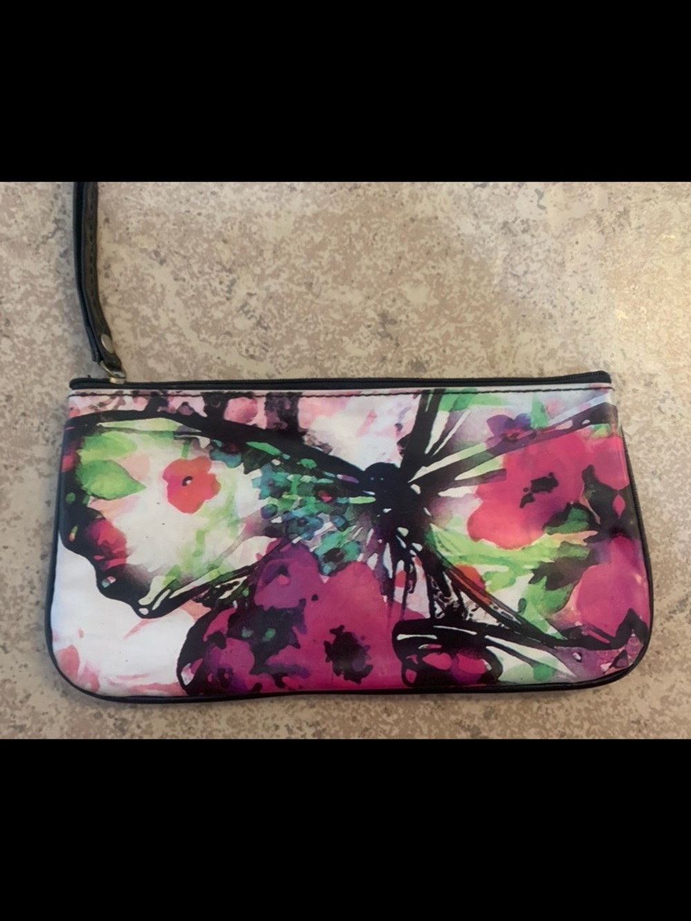 Unbranded Wristlet Features a Colorful Watercolor Butterfly Design.